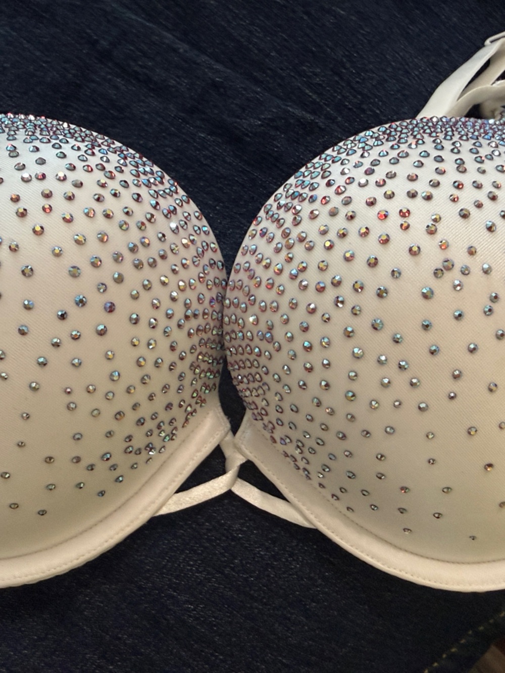 Victoria's Secret Cream Push-Up Bra with Iridescent Rhinestones